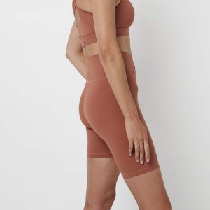 Pantalons curts de motorista de ioga per a gimnàs i gimnàs de cintura creuada d'alta qualitat OEM per a dones