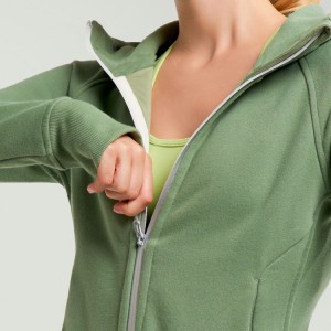 Hoge kwaliteit katoen polyester aangepast logo volledige ritssluiting slim fit workout effen hoodies voor dames