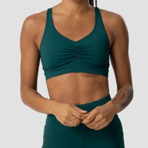 Mofuthu Wicking Sexy Design Front Scrunch V Neck Sports Bras Women Cross Back Yoga Bra