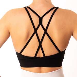 Жогорку колдоо Breathable Sexy Design Cut Out Back Cross Strap Women Custom Sport Bras