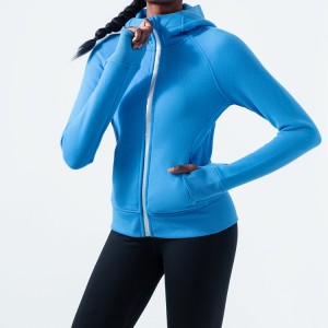 Vysoce kvalitní zakázkové celozipové Slim Fit bavlněné sportovní dámské mikiny s kapucí s otvorem na palec