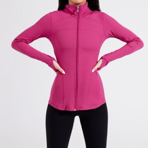Groothandel Back Hollow Out Custom Slim Fit Full Zipper Workout Gym Jacket voor dames