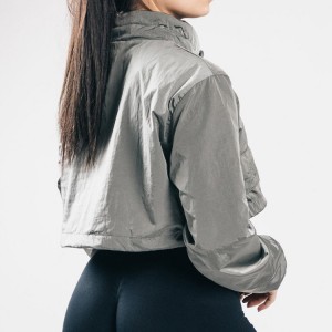 Könnyű súly egyedi 100% poliészter negyed cipzáras Crop Pullover széldzseki női kabát