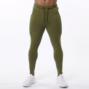 Hege kwaliteit Drawstring Taille Athletic Gym Workout Slim Fit Joggerbroek foar manlju
