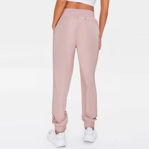 Wholesale Elastic Waist 100%Polyester Athletic Track Pants Side Pockets Gym Joggers For Women