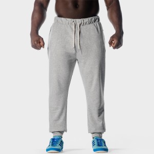 Veleprodajne prozračne muške pamučne hlače za vježbanje s uzicom na struku s džepom na patentni zatvarač