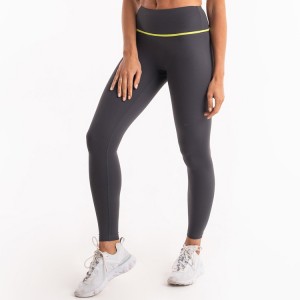 Custom Contrast Strip Høy midje Sport Fitness Tights Leggings Yogabukser for kvinner