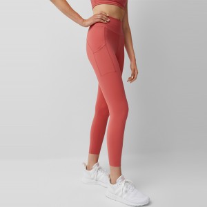 Calça legging feminina com elástico de quatro vias personalizado cintura alta bolso lateral para ginástica