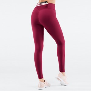 Stretchable High Waist Pocket Yoga Byxor No Front Seam Gym Tights Leggings för kvinnor