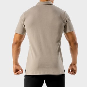 Grosir Bernapas Poliester Slim Fit Men Workout Polo T Shirt Logo Kustom