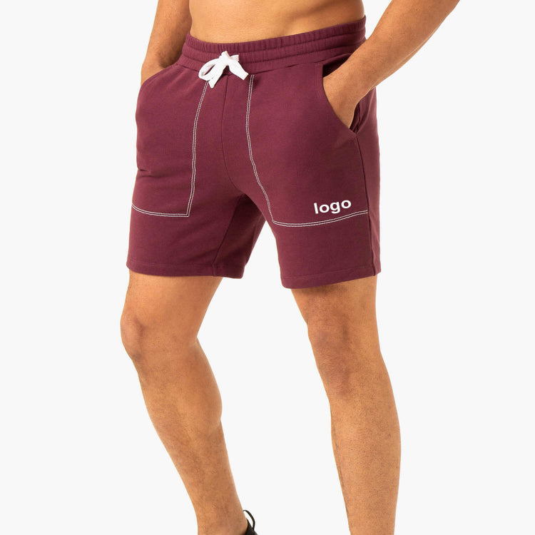 Športne kratke hlače OEM z vrvico v pasu, kontrastni šivi, moške kratke hlače za vadbo v telovadnici Predstavljena slika