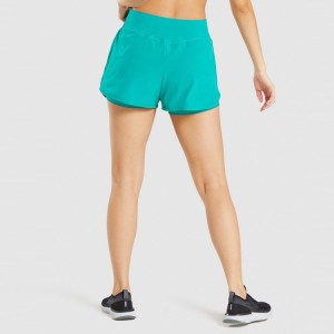 Най-продавани дамски спортни къси панталони 2 в 1 с персонализирано лого, полиестер, атлетична еластична талия