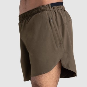 အိတ်ကပ်ပါရှိသော 100% Polyester Elastic Waist Men Athletic Gym Shorts လက်ကား