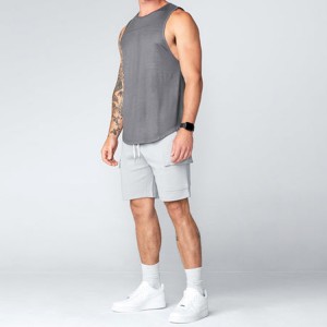 Hot Sale Snøring Midje Trening Sports Cargo Pocket Sweat Cotton Shorts For Menn