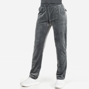 Търговия на едро с мек полиестерен шнур с лого за бродерия на талията Дамски спортни панталони от велур