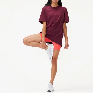 Ropa de entrenamiento de etiqueta privada OEM en blanco de alta calidad 100 % algodón camisetas lisas de gran tamaño para mujeres