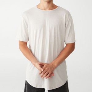 Summer Custom Billig Pris OEM Herre Crew Neck Blank Scooped Hem Workout Gym T-skjorte