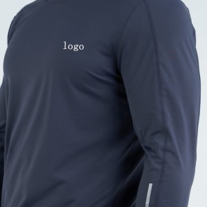 Egendefinert høykvalitets kjølig tørr polyester reflekterende stripe menn med lange armer trenings-t-skjorter