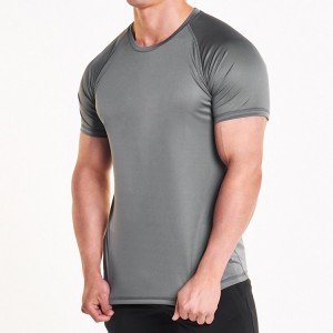 उच्च गुणस्तरको द्रुत सुख्खा आवश्यक श्वासयोग्य रागलान स्लिभ पुरुष मांसपेशी जिम टी शर्टहरू