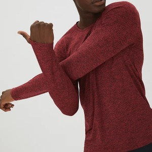 OEM Quick Dry Fyrvägs Stretch Reflex Strip Polyester Gym Långärmade T-shirts för män