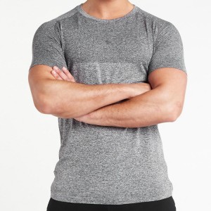 លក់ដុំ Nylon Spandex Bodybuilding Slim Fit Gym Seamless T Shirts Custom Logo for Men