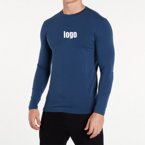 Tehdashintaiset OEM-kevyt urheiluvaatteet Custom Logo Compression pitkähihaiset tavalliset Gym T-paidat miehille