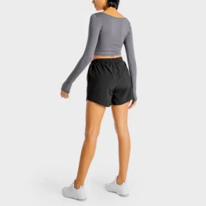 उच्च गुणवत्ता वाली फिटनेस जिम महिला योग लंबी आस्तीन वाली सादा क्रॉप टी शर्ट कस्टम प्रिंटिंग