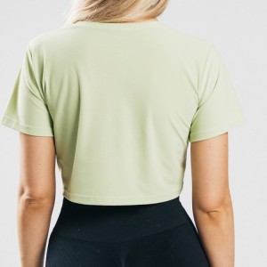 Hög kvalitet mjuk bomull med kort ärm Blank Crop Vanlig T-shirt anpassad logotyp för kvinnor