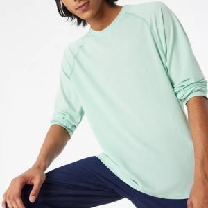 Nové zboží Raglánový rukáv Fitness Cvičení Bavlna Obyčejné tričko s dlouhým rukávem pro muže