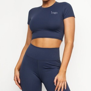 Custom Logo Quick Dry Plain Shorts Sleeve Crop Top Gym trička pro ženy