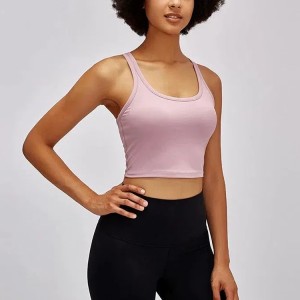 Custom Sportswear Lättvikts svettavledande Racerback Yoga Gym Crop Linne för kvinnor