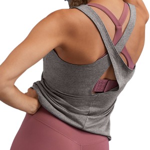 Dame Fitness Blank Sports Loose Fit Åpen rygg Kvinner Custom Yoga Gym Tank Tops