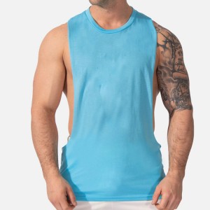 အရည်အသွေးမြင့် 95% Cotton 5% Spandex Deep Armhole စိတ်ကြိုက် ရိုးရိုးအမျိုးသားများအတွက် Gym Tank Top
