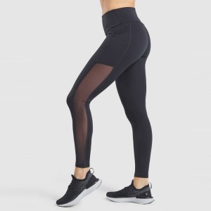Colanți negri de compresie cu ridicata din fabrică Pantaloni de yoga activi Leggings de fitness pentru femei