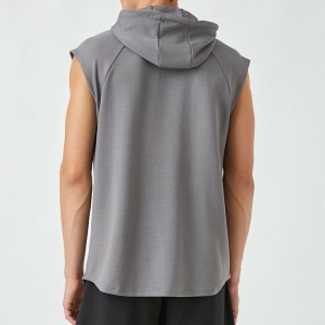 ຂາຍສົ່ງ Custom Logo Men Workout Plain Pullover Blank Sleeveless Hoodies