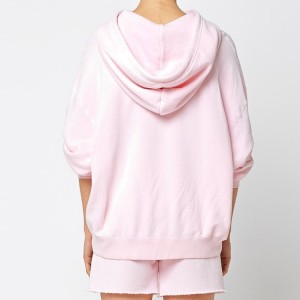 최고 판매자 고품질 도매 사용자 정의 인쇄 100% 면 드롭 어깨 일반 핑크 여성을 위한 대형 후드