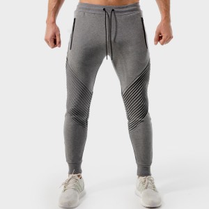 Nova declaração de design com nervuras slim fit bolso com zíper calça jogger masculina personalizada atlética moletom