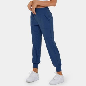 Тесни полиестерни спандекс спортни панталони с персонализирано лого, спортни панталони с еластична талия за жени, активно облекло