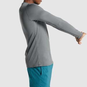 Висококвалитетни спортски маици со долги ракави за трчање, тенки полиестерски фит