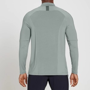 Hochwertige Mesh-Panel-Viertelreißverschluss-Sport-Langarm-Fitness-T-Shirts für Männer