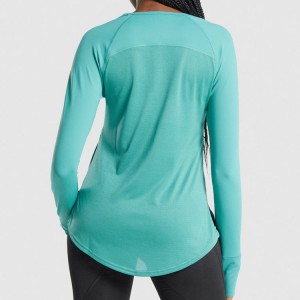 Individualūs tinkliniai apatiniai moteriški „Gym Fitness“ marškinėliai ilgomis rankovėmis su nykščio skylute