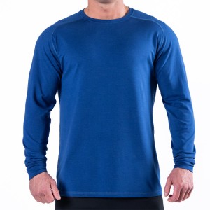 OEM Quick Dry Four Way Stretch Polyester Gym Effen T-shirts met lange mouwen voor heren op maat bedrukt