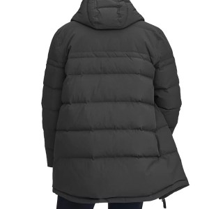 Partihandel 100% Nylon Full Zip Up Winter Long Down Puffer Coat för män