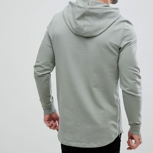 Cheap Price Soft Cotton Bottom Side Zipper Plain Pullovers Workout Blank Hoodies For Men