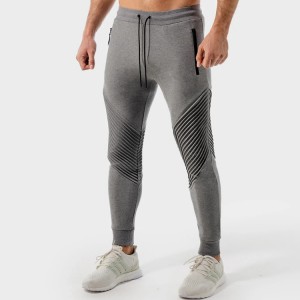 Pernyataan Desain Baru Ribbed Slim Fit Zipper Pocket Joggers Men Custom Athletic Sweat Pants
