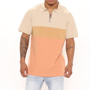 Engros Custom Color Block Quarter Zipper Workout Blank Men Cotton Polo T-skjorter