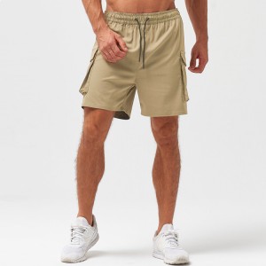 OEM Factory Wholesale Drawstring Taille Oanpaste Cargo Pocket Running Gym Shorts foar manlju