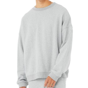 Oanpaste hege kwaliteit katoen polyester Oversize Workout Crewneck Plain Sweatshirt foar manlju