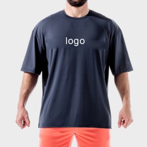 Негабаритні прості спортивні футболки для фітнесу з надрукованим логотипом на поліестері для чоловіків