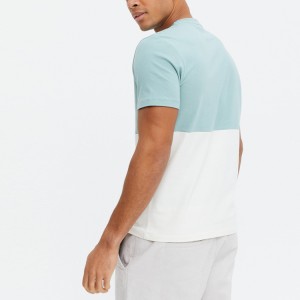 Hot Sales Workout Wear 95% bomull 5% spandex Menn Color Block Shortsermet Blank Fitness T-skjorte